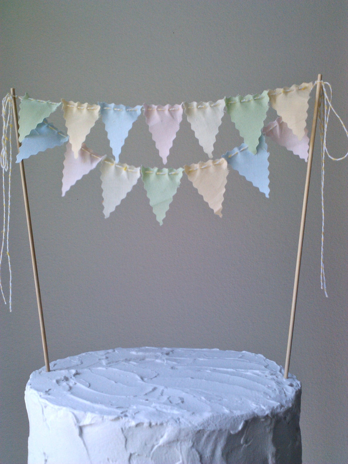 Cake bunting Pennant Flags Wedding Cake topper Birthday Party Faded Vintage Style pastels Il_570xn