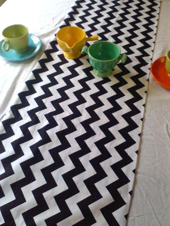 Chevron Table Runner in Black and White, Yellow, Red, Gray, Aqua or RAINBOW 6 feet long by 13" wide Il_570xn