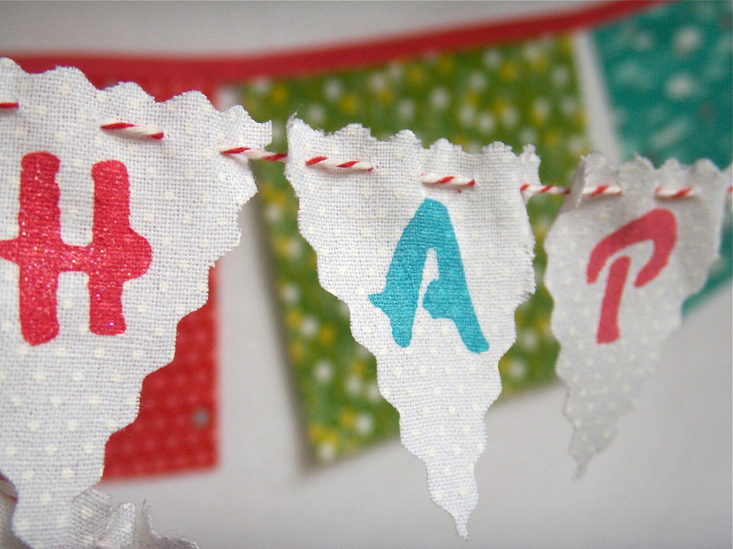 Cake Bunting Happy Birthday custom colored hand painted fabric flags cake topper