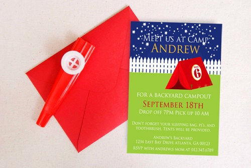 Camp Out Birthday Invite - Digital File