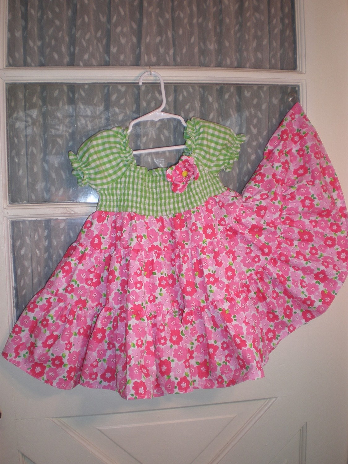CLEARANCE Girls Summer Cotton Smocked Shirt Twirl Skirt Dress, Size 3T