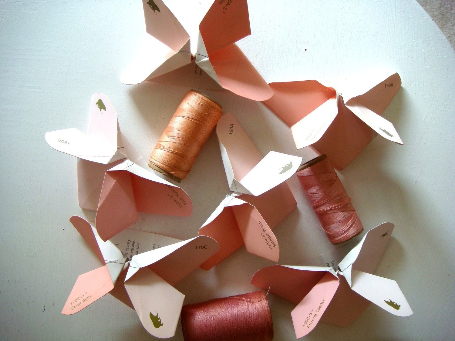 Origami Butterflies in Shades of Coral
