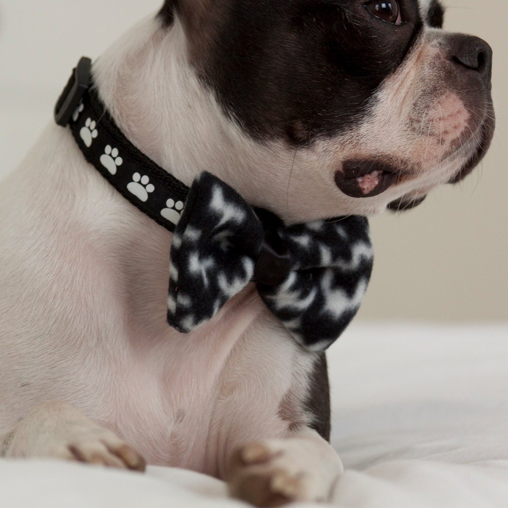 Houndstooth & Herringbone Fleece Dog Bow Tie