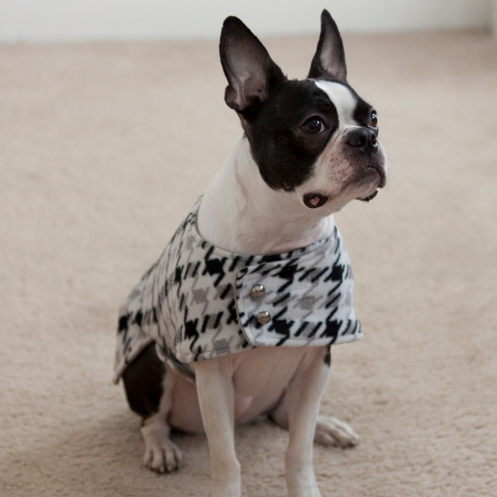 Houndstooth Dog Coat Black, White and Gray - Free Shipping Worldwide