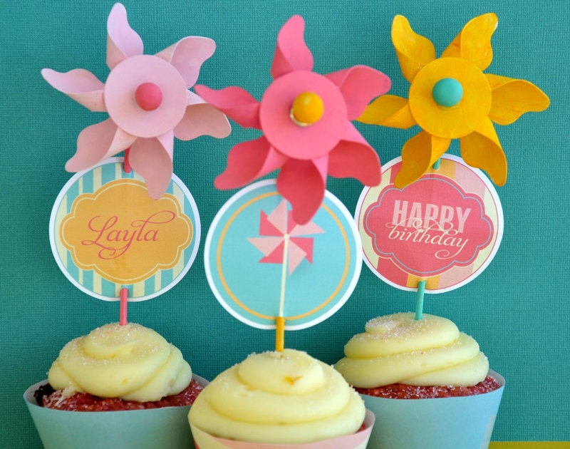 Pinwheel Party PRINTABLE DIY Custom Birthday Party Circles by Love The Day