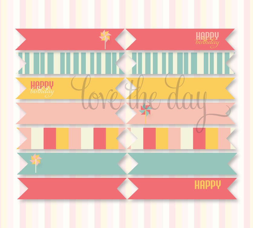 Pinwheel Party PRINTABLE DIY Birthday Flags from Love The Day Il_570xn