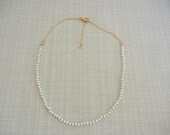 Pearl Necklace, Beaded Necklace,Single Strand White Pearl Beaded Necklace, Bridal Beaded Pearl Necklace, Gold Chain  Necklace