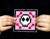 Kids Cross Stitch Kit Children Pink Skull
