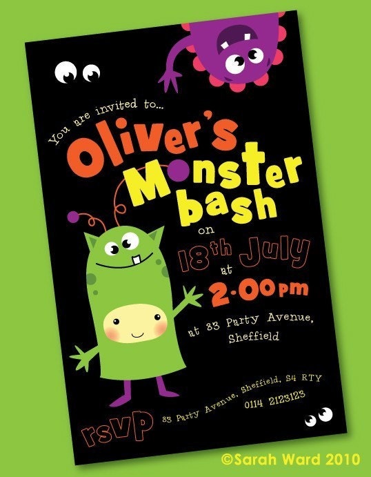 custom monster party invitation