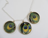 One of a kind collage necklace-magnificent peacock