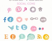 Hand painted social icons - for commercial and personal use