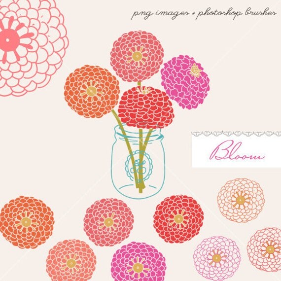CLIP ART and Photoshop brushes - Bloom - for commercial and personal use
