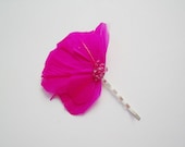 Pink Feather Bobby Pin - Small Feather Hair Clip - Bridal Feather Comb