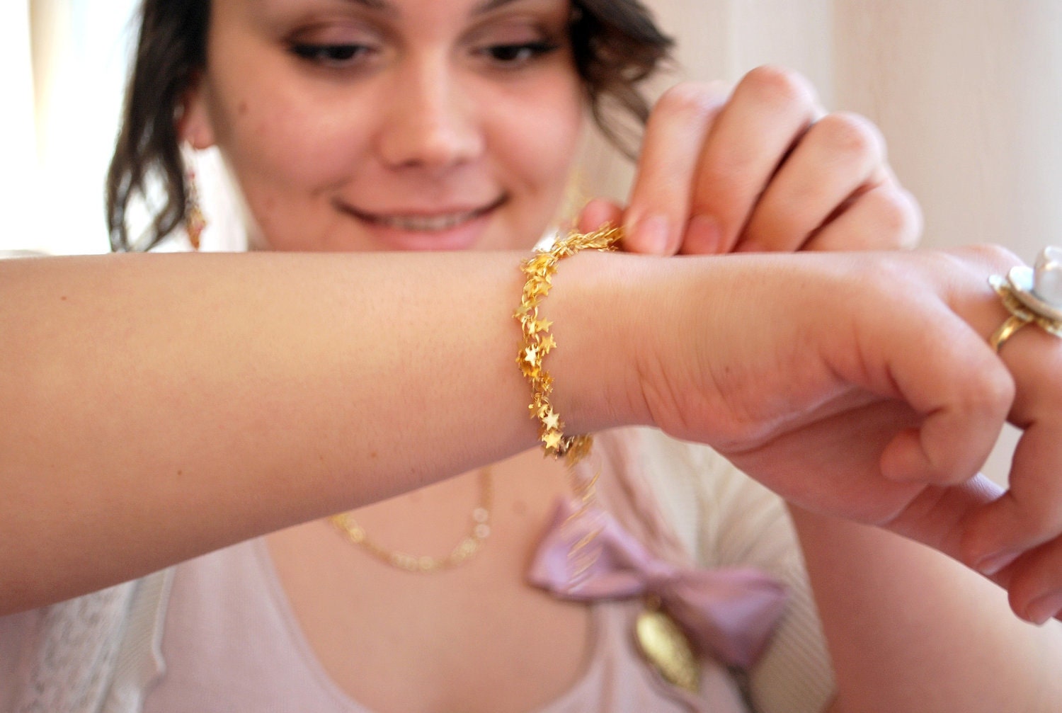 Stars bracelet, Celestial bracelet, Gold stars bracelet, Galaxy bracelet, Romantic fairy tale bracelet, Stars jewelry, Gift for her
