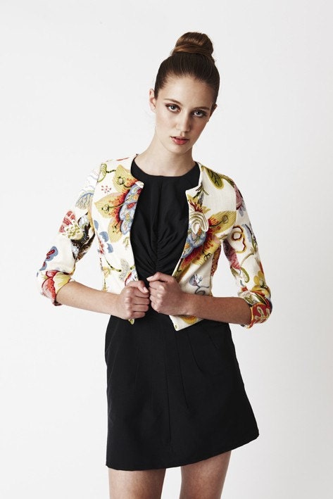 Cropped Floral Jacket - fully lined, bespoke coat