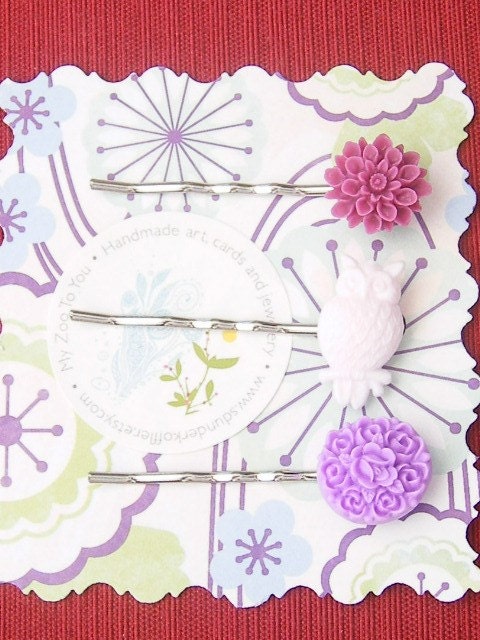 Owls and Blooms in Lavender and Pink