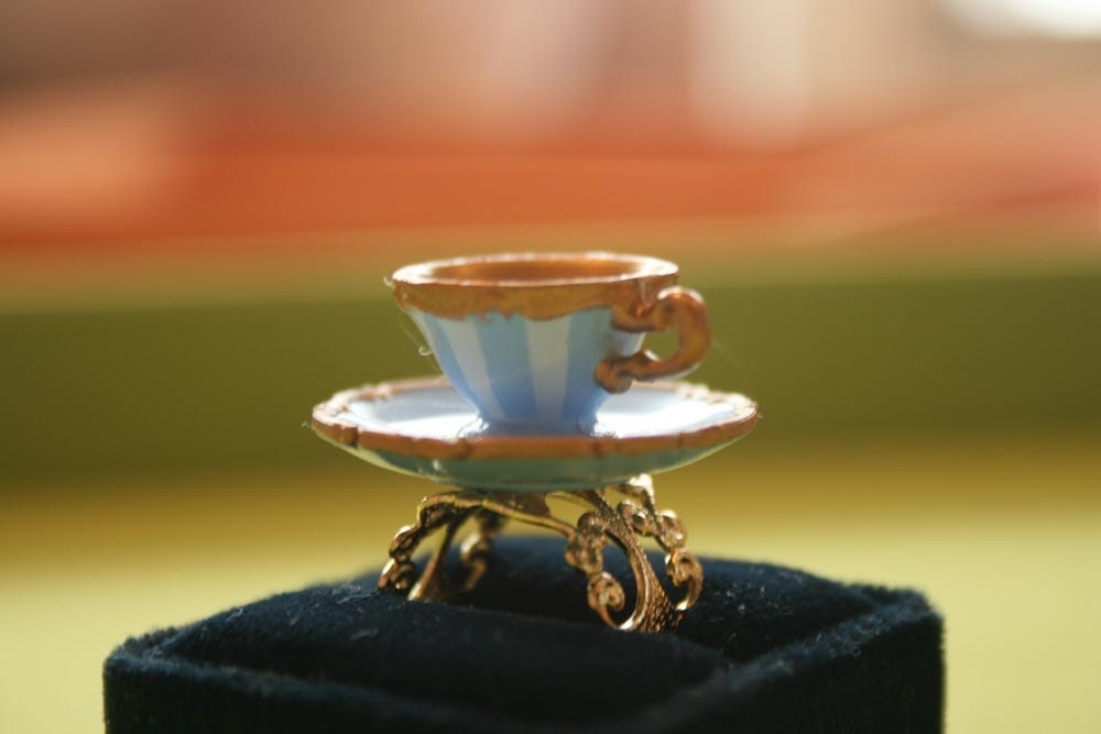 Alice in wonderland teacup ring