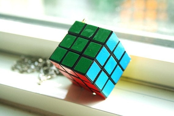 Mini Rubiks cube on the go necklace