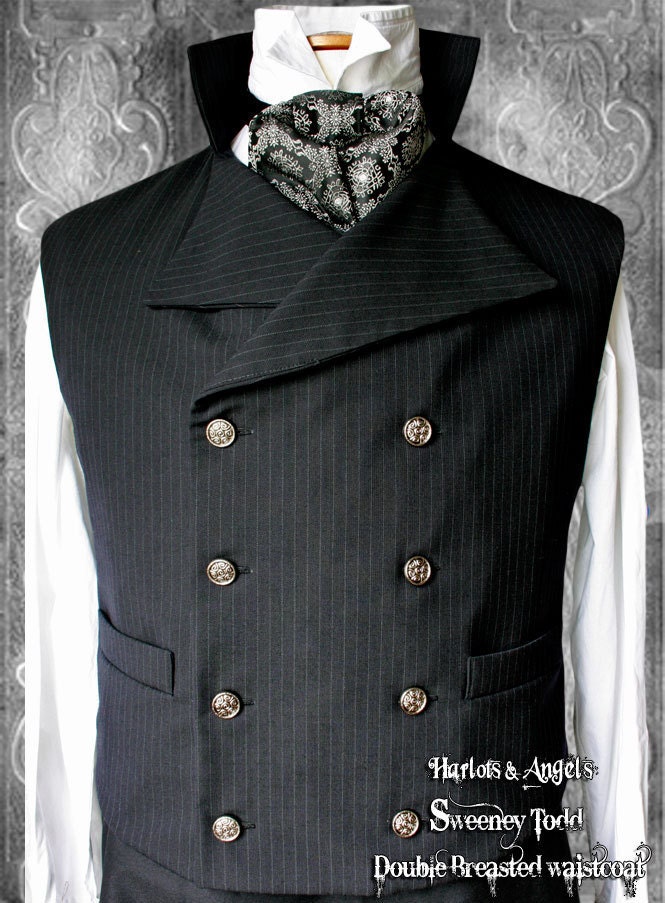 38/40" Steampunk double breasted Pin Stripe Waistcoat 'Sweeney Todd' style SWEPIN22