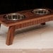 Mid Century Modern Pet Feeder & stainless steel bowls