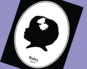 Custom Child Portrait in Silhouette (8x10) Keepsake Expertly illustrated with Great Detail