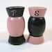 Pink and Black Vintage Wooden Salt and Pepper Shakers - Made in Japan