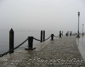 Boston Harbor Walkway Photo in the Fog  8x10