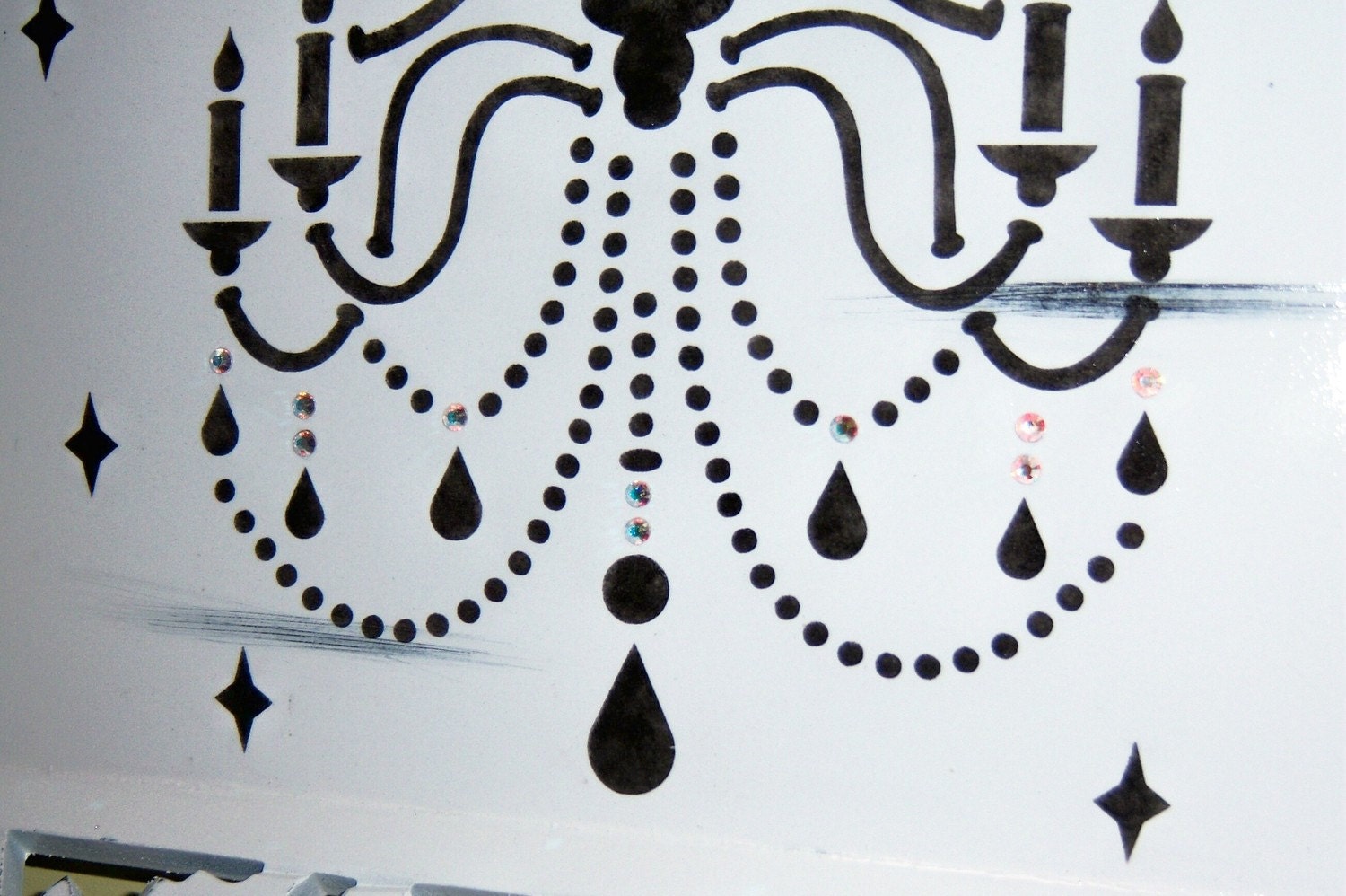 Ornate Chandelier wood tray - swarovski crystals