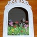 Ornate field of flowers wood mirror - swarovski crystals