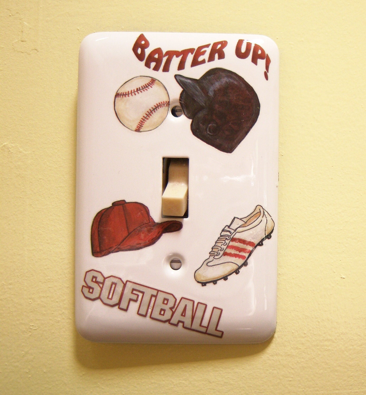 Softball steel single lightswitch cover
