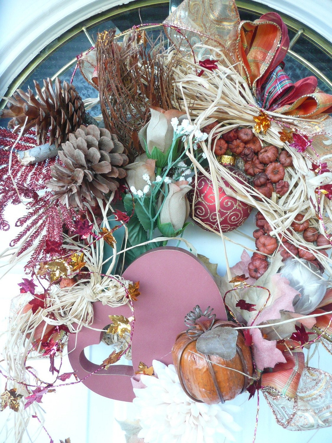 OOAK Country Fall Festive Bounty Holiday Harvest  Wreath 20 x 16 x 7