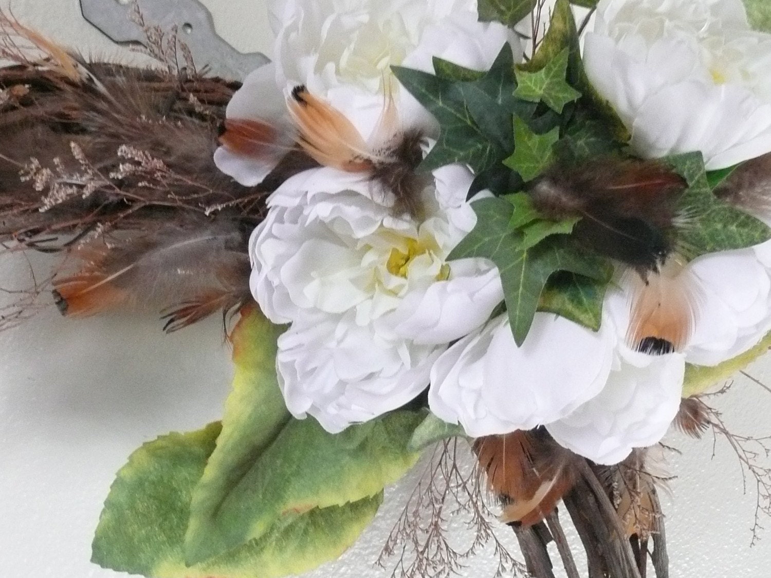 Woodland OOAK Nature Country Tail Feather Rustic-Zen Swag 22 x 18 x 7