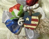 4th of July Shell Beach Patriotic APpLe RuStiC EleGanT HairPiece Barrette  women/girls