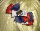 Vintage Silver Woven Button Hair Piece Bow for the 4th of July Hair BaRRette CLip WomeN/ GirLs