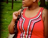 coral dashiki racerback maxi dress