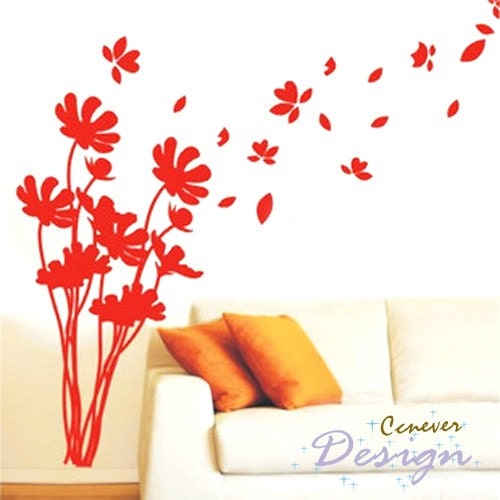 Flower Flying In wind ----Removable Graphic Art wall decals stickers home decor