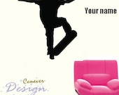 Cool Skateboard Sports Personalized Name----Removable Graphic Art wall decals stickers home decor