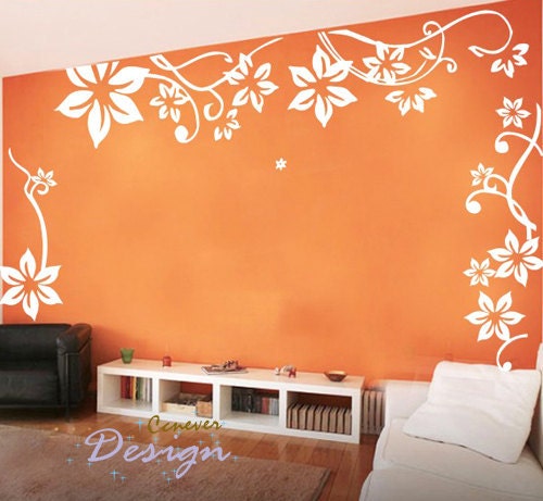 Big Flowers flying----Removable Graphic Art wall decals stickers home decor