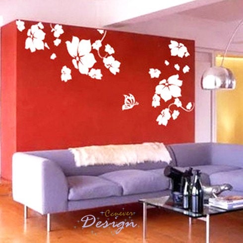 BIG amazing flower flying ----Removable Graphic Art wall decals stickers home decor