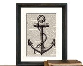 Anchor Nautical Print Vintage Book Page - Beautifully Matted Graduation Fathers Day Gift Present Home Office Decor