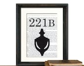 Sherlock Holmes 221B Baker Street Print Sherlock Homes Vintage Book Page - Beautifully Matted Graduation Fathers Day Book Page Print