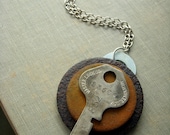 Rusty Washer and Vintage Key Necklace 2, Industrial Chic