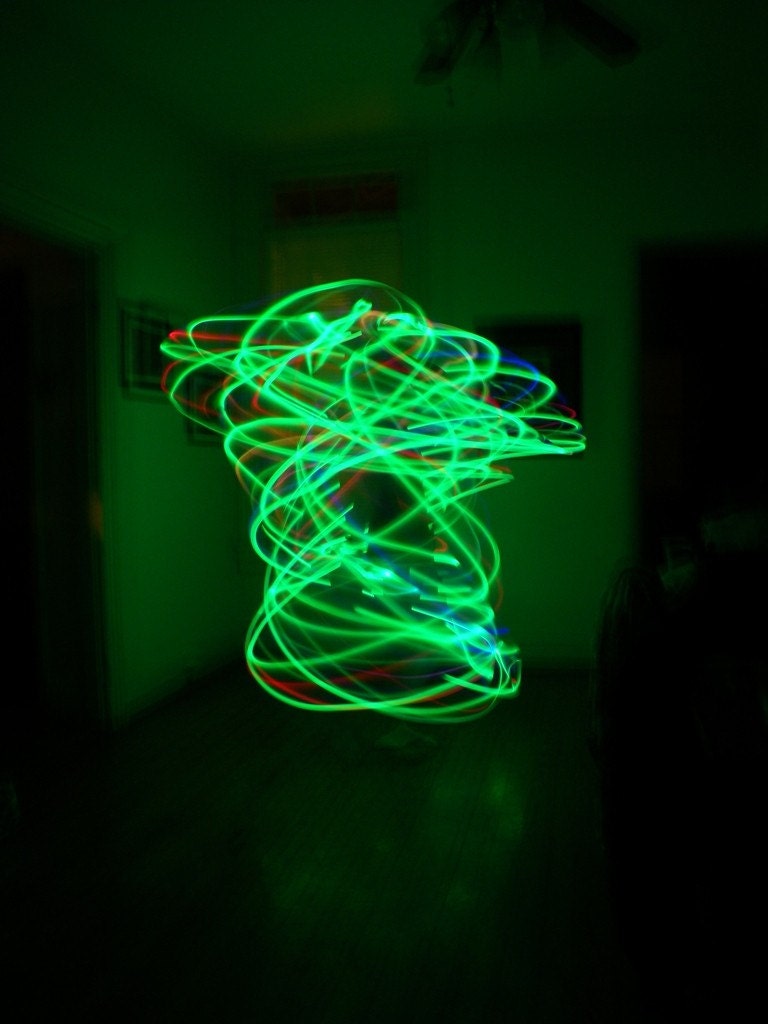 Rechargeable LED Hula Hoop (7 Green LEDs, 7 UV LEDs, 7 Slow Color Changing LEDs)
