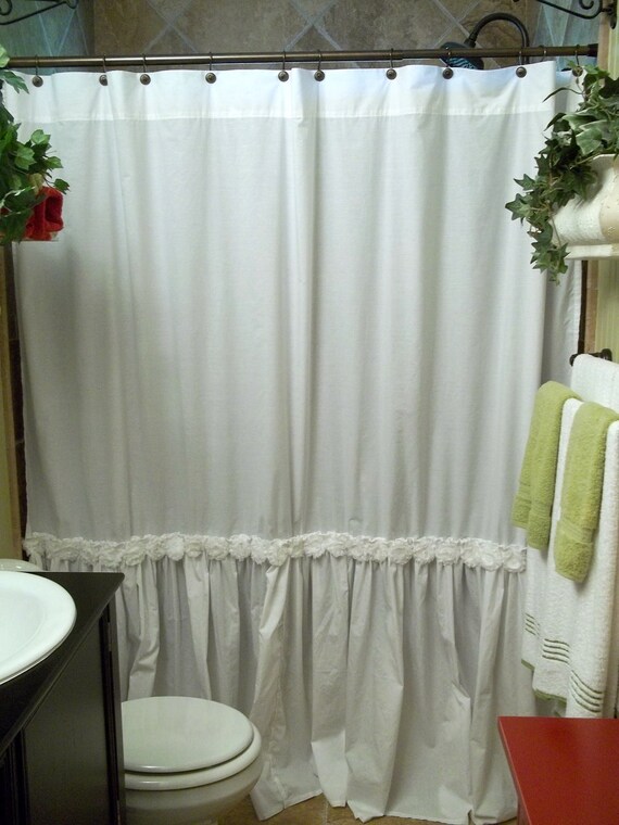 Shabby Chic White Ruffled Bottom Chiffon Flower Trim