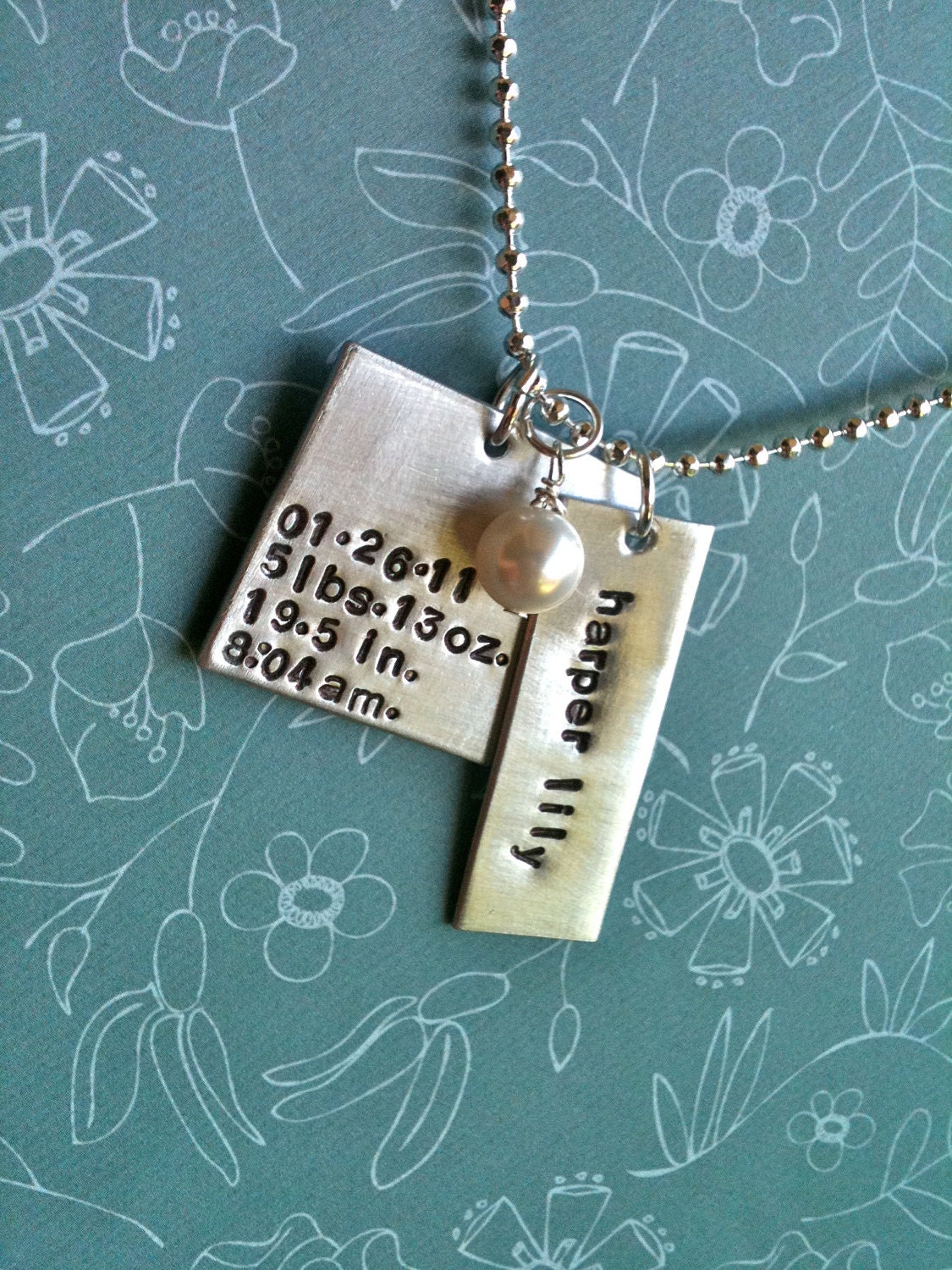 OH BABY...Hand Stamped New Baby Stats Necklace