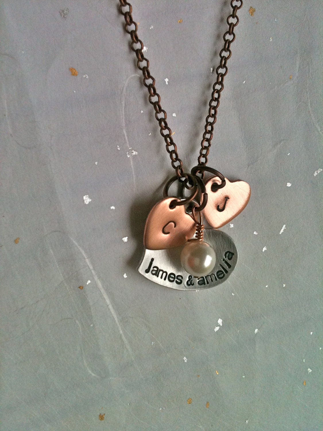 Me Plus You Equals Them...Personalized Hand Stamped Necklace