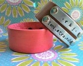 ONLY TWO Left...NEW-Women's Hand Stamped Personalized Leather Cuff Bracelet