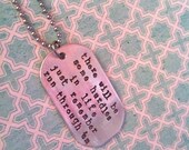 NEW-Personal Message Single Dog Tag..Hand Stamped Necklace Men or Women