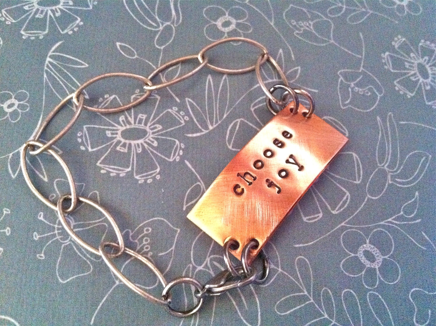 NEW-Rutic Bar...Hand Stamped Mixed Metal ID Style Bracelet