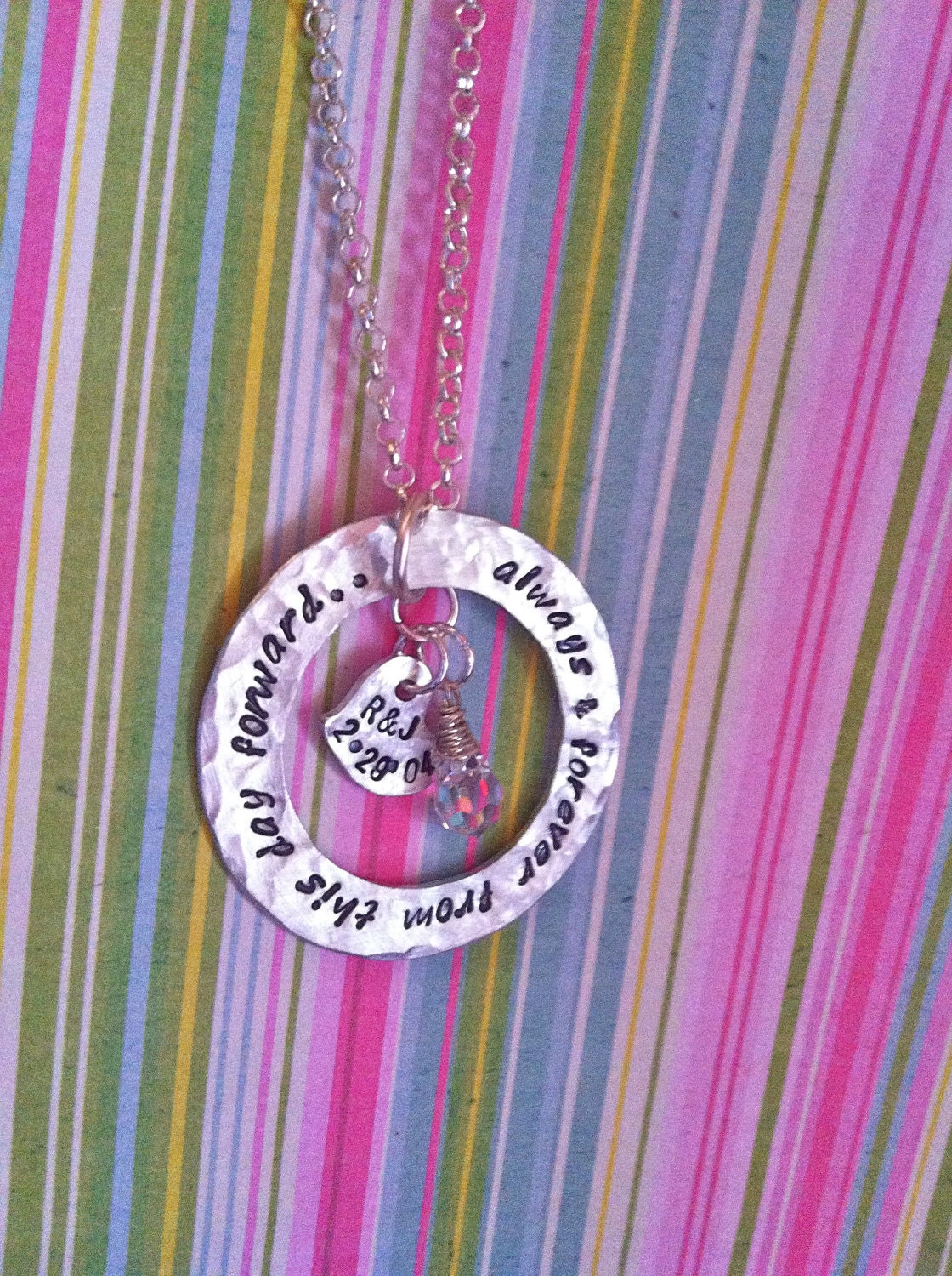NEW-WEDDING-Always & Forever From This Day Forward..Hand Stamped Washer Necklace